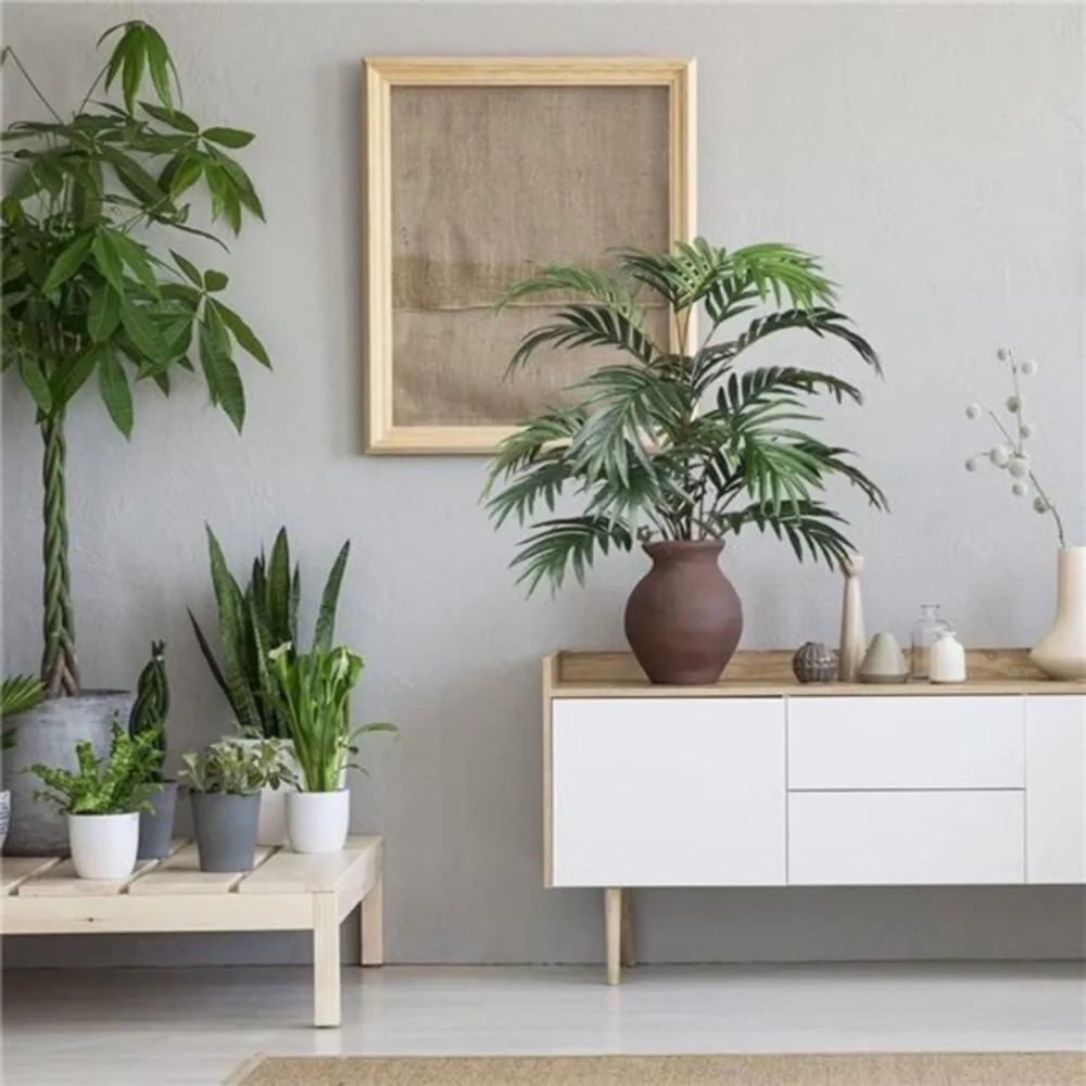 Artificial Palm Plants Leaves Faux Fake Tropical Large Palm Tree Imitation Leaf
